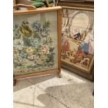 A FRAMED LAST SUPPER TAPESTRY AND A TAPESTRY FIRE SCREEN