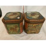 TWO VINTAGE LIDDED SWEET/BISCUIT TINS WITH VARIOUS IMAGES