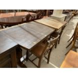 TWO OAK DRAW LEAF DINING TABLES AND TWO CHAIRS