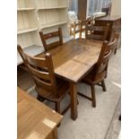A MODERN OAK DINING TABLE AND FOUR CHAIRS