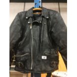 A LEATHER MOTORCYCLE JACKET