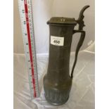 AN ARTS AND CRAFTS PEWTER LIDDED WINE JUG