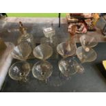 GLASS DECANTERS + BABYCHAM GLASSES