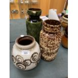 3 X W. GERMANY VASES - ONE A/F
