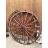 TWO VINTAGE 5 FT CART WHEELS