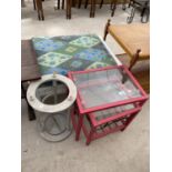 THREE SMALL TABLES AND A FOOTSTOOL