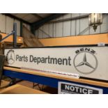 A MERCEDES BENZ PARTS DEPARTMENT ILLUMINATED LIGHT BOX SIGN