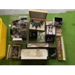 BASKET OF MIXED BOXED JEWELRY - EARRINGS ETC