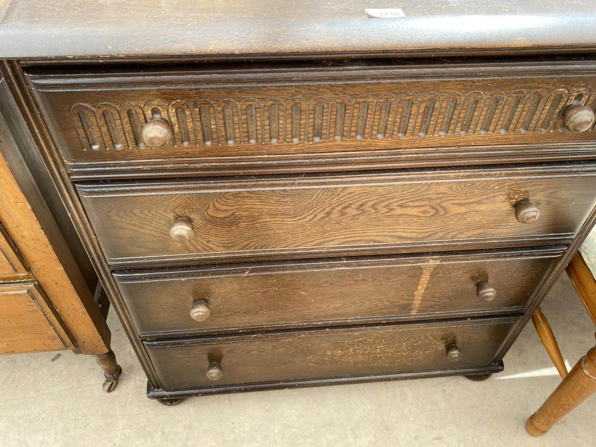 A PRIORY STYLE OAK CHEST OF FOUR DRAWERS - Image 3 of 3