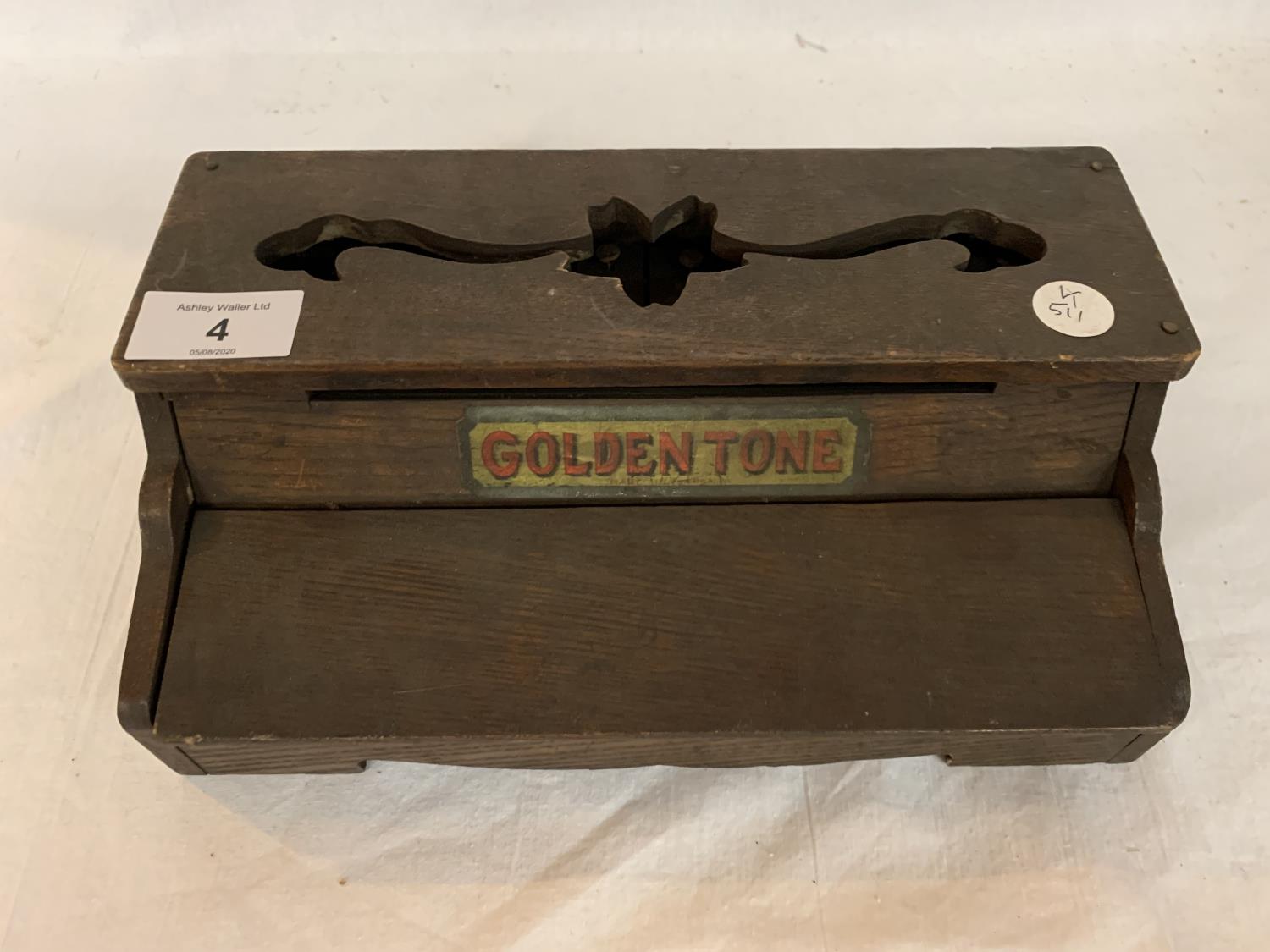 A VINTAGE GOLDEN TONE MINIATURE PIANO (KEY MISSING)