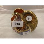 A ROYAL CROWN DERBY COCKEREL WITH GOLD STOPPER