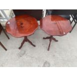 TWO ITALIAN INLAID MAHOGANY SIDE TABLE