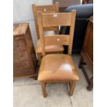 TWO MODERN OAK DINING CHAIRS
