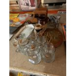 MIXED CHINA, GLASSWARE, SPANIEL WITH DUCK, LANDROVER WOODEN MODEL ETC