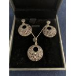 A BOXED SILVER AND MARCASITE SET