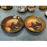 2 ROYAL DOULTON BOWLS - POPLARS AT SUN SET