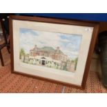 A LARGE FRAMED WATER COLOUR OF 'THE CHESHIRE CHEESE PUB' BY ROSEMARY FITZPATRICK