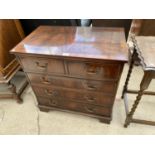 AN INLAID MAHOGANY CHEST OF TWO SHORT AND THREE LONG DRAWERS