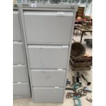 A BISLEY FOUR DRAWER FILING CABINET WITH KEY