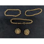 THREE ROPE BRACELETS AND TWO ROPE BUTTONS