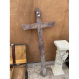 A WOODEN CROSS 144CM HIGH