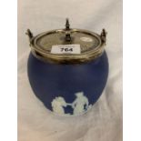 A JASPERWARE LIDDED BARREL