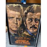 AN ORIGINAL FRAMED ADVERTSING POSTER OF 'GUN FIGHT AT THE OK CORRAL' BURT LANCASTER AND KIRK DOUGLAS