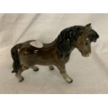 AN UNUSUAL GOEBEL WEST GERMANY PORCELAIN BROWN GLOSS PONY HORSE MODEL 10.5 CM IN PERFECT CONDITION