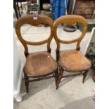 TWO MAHOGANY BALLOON BACK DINING CHAIRS