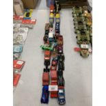 A COLLECTION OF TOY VEHICLES TO INCLUDE A NODDY PLANE, CATS, BOATS ETC AND TWO FAT CONTROLLERS