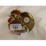 A ROYAL CROWN DERBY COCKEREL WITH GOLD STOPPER