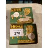 TWO BOXES OF VINTAGE TIGER AUTO LAMPS