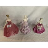 THREE COALPORT LADY FIGURINES