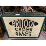 A BRITOOL CHROME ALLOY TOOLS ILLUMINATED LIGHT BOX SIGN