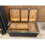 A VINTAGE WOODEN JOINERS CHEST