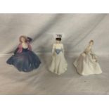 THREE SMALL COALPORT LADY FIGURINES