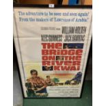 AN ORIGINAL FRAMED ADVERTISING POSTER OF 'THE BRIDGE OVER THE RIVER KWAI'