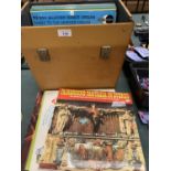 A QUANTITY OF LP RECORDS WITH A CARRY CASE