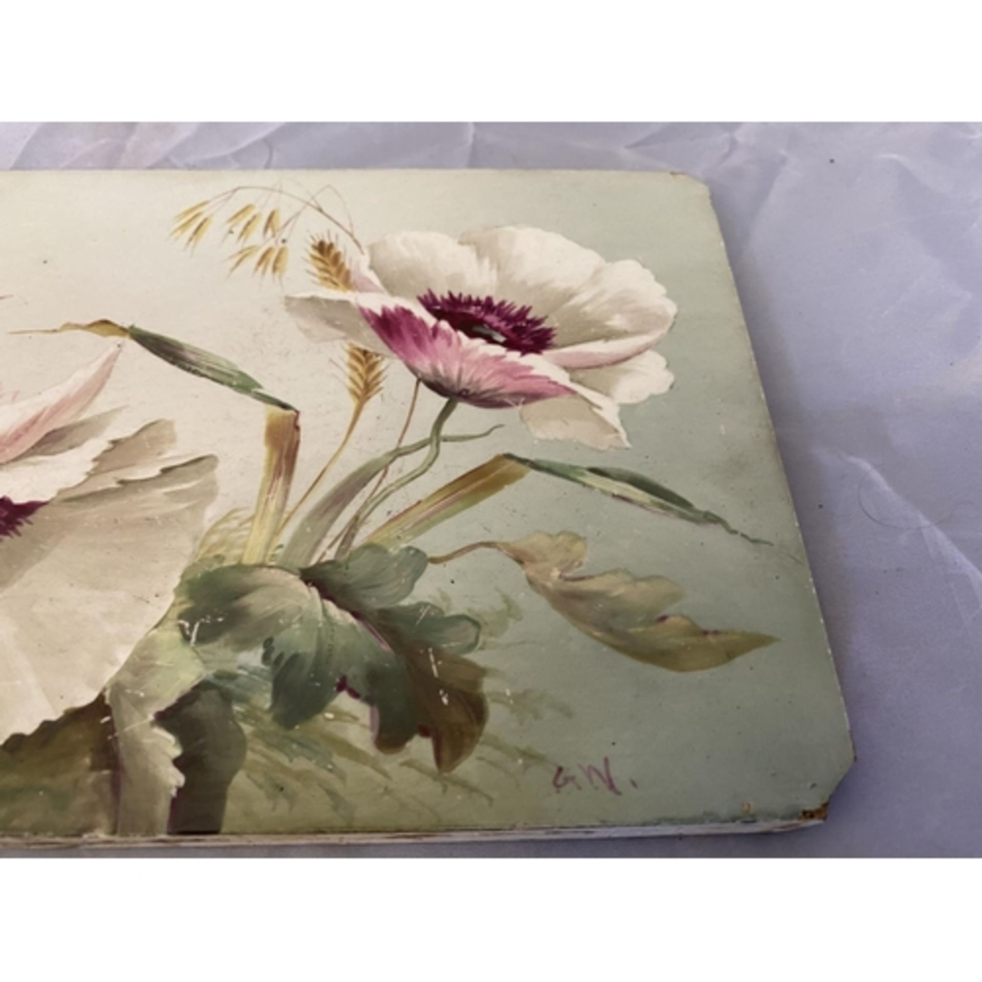 A HAND PAINTED LARGE TILE SIGNED GEORGE WHITE - Image 3 of 3