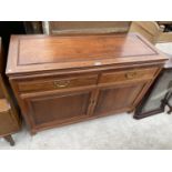 A MAHOGANY SIDEBOARD WITH TWO DOORS AND TWO DRAWERS