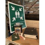 VARIOUS ITEMS TO INCLUDE A SIGN, READERS DIGEST FOLDER, TESCO CLIP ETC