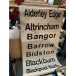 A BUS BANNER ALDERLEY EDGE BANGOR BLACKPOOL NORTH ETC