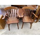 TWO OAK CARVER DINING CHAIRS