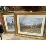 TWO GILT FRAMED HUNT SCENE PRINTS