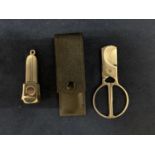 TWO SILVER PLATE CIGAR CUTTERS