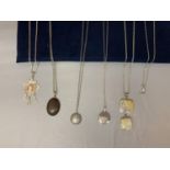 SIX SILVER NECKLACES