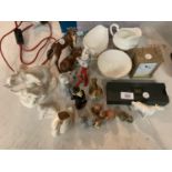 VARIOUS ITEMS TO INCLUDE CERAMICS, ROYAL BELVEDERE VIENNA HORSE, CARRIAGE CLOCK, BOXED PEN ETC