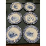 SIX ROYAL DOULTON CABINET PLATES, SIGNED HANCOCK AND FRED HANCOCK, DEPICTING BIRDS ETC.
