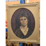 A GILT FRAMED OIL PORTRAIT - MISS BEATRICE WILLIAMS' LIVERPOOL ACADEMY OF ARTS