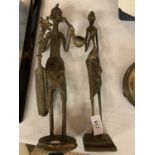 A PAIR OF BRONZE TRIBAL FIGURES